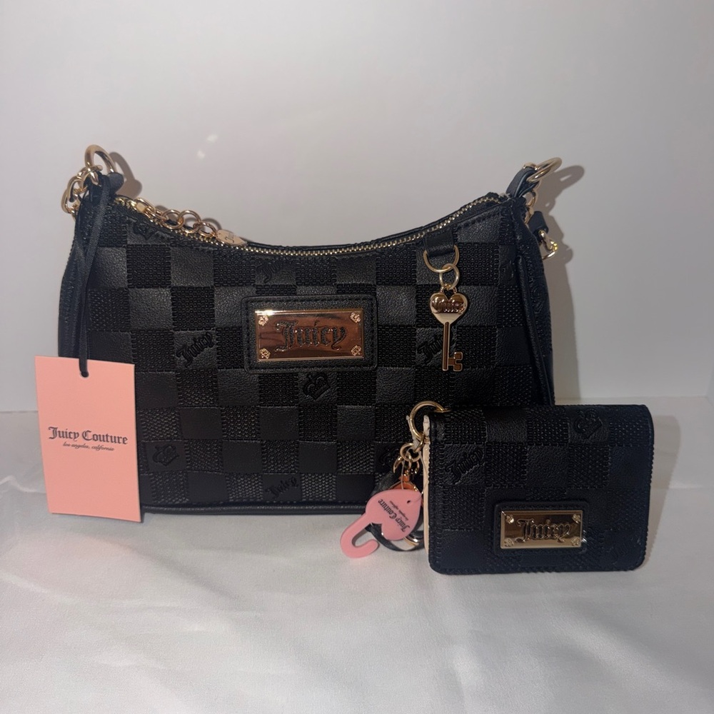 Juicy Couture Black Checkered Women's Bag Set